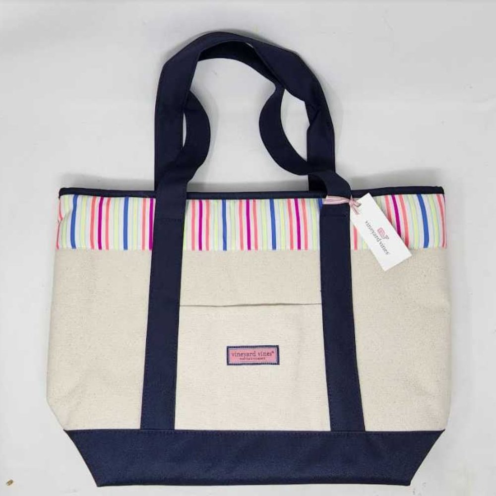NEW VINEYARD VINES GUAVA STRIPE COOLER TOTE BAG - Picture 1 of 7